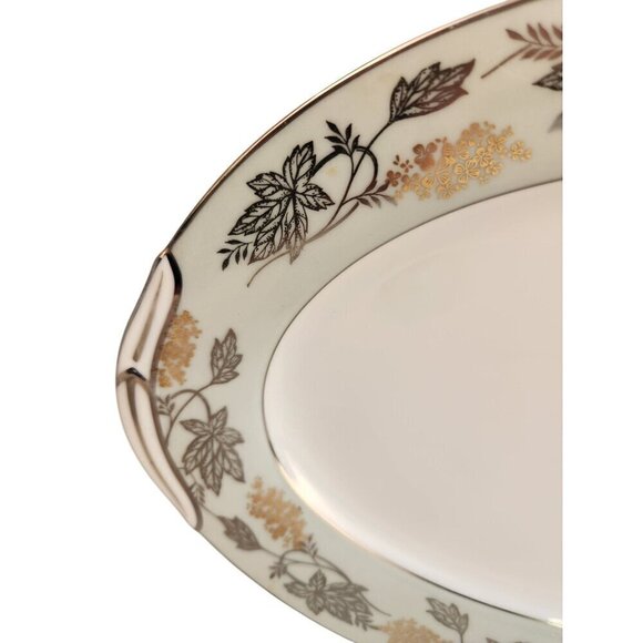 Noritake 5487  Japan Art Deco Oval Serving Platter With Floral & Gold Trim - Picture 4 of 8